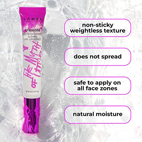 Lamel The Myth of Utopia KIT Lip Gloss - Eye gloss Base for All Shades - Glimmer - For Face & Body - 16 Colors Eyeshadow Palette - Waterproof, Smoodge-proof,Long-Lasting (Eyegloss Utopia)