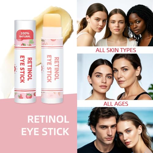 Retinol Eye Balm Stick with Retinol & Ceramide Complex - Facial Moisturizer for Dark Circles & Wrinkles - Under Eye Brightener Stick, Anti Wrinkle Hydrating Face Skincare(0.13oz *60pcs)