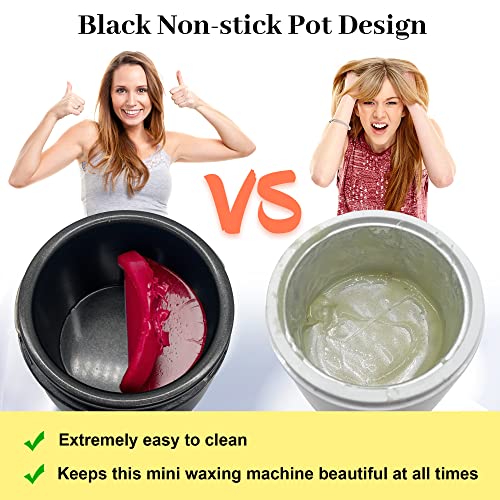 Mini Wax Pot Warmer for Hair Removal, Professional Portable Digital Wax Heater Machine for Facial Body SPA Salon, with 200ml Non-stick Pot, ¡É/¢µ Switchable Display, 100 Brow Sticks