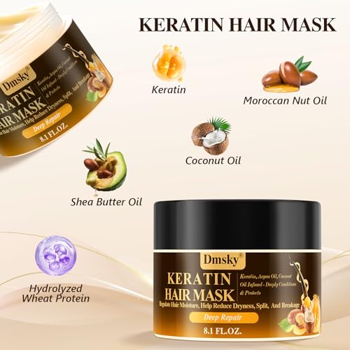 Dmsky 2 Pack Hair Mask for Damaged Hair - 16.2 Fl OZ Collagen Hair Mask & Keratin Hair Treatment-Hydrating,Repairing,Nourishes Deep Conditioning Hair Masks for All Hair Types