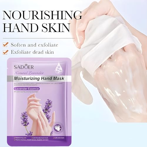 Chicwe 6 Pairs of Hand Masks Moisturizing Glove, Hydrating Hand Masks for Dry Peeling Hands, Exfoliating Collagen Gloves for Smooth Hands (Lavender)