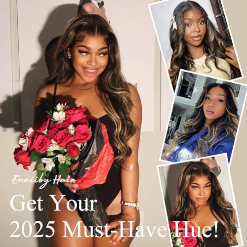 Honey Blonde Bundles Human Hair, Highlighted Black and Blonde Bundles Body Wave Balayage Colored 12A 100% Brazilian Virgin Remy Human Hair 1b/27 Ombre Loose Wavy Sew In Weave 18 20 22 Inch
