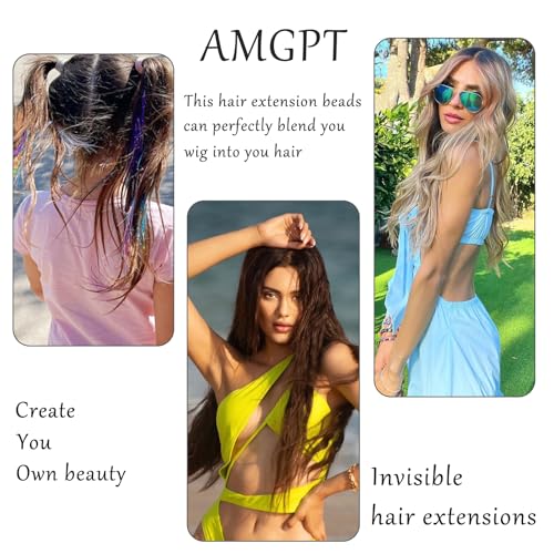 1500Pcs Silicone Beads for Hair Extensions, 3Colors 5mm Silicone Lined Beads Microlink Rings Hair Extensions Tool (Brown-Black-Blonde)