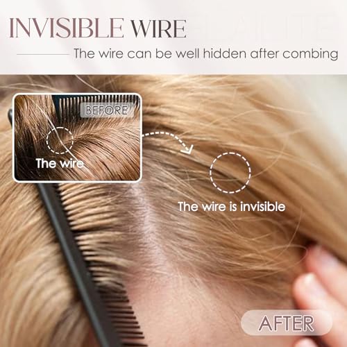 Elailite Halo Hair Extensions Real Human Hair for Women Golden Brown & Bleach Blonde Wavy Hair Halo Clip in Remy Hairpiece with Adjustable Invisible Wire 20 Inch 70G