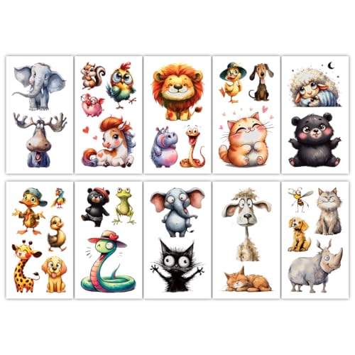 Temporary Tattoos - 30 Sheets Tattoos (Cute Animals)