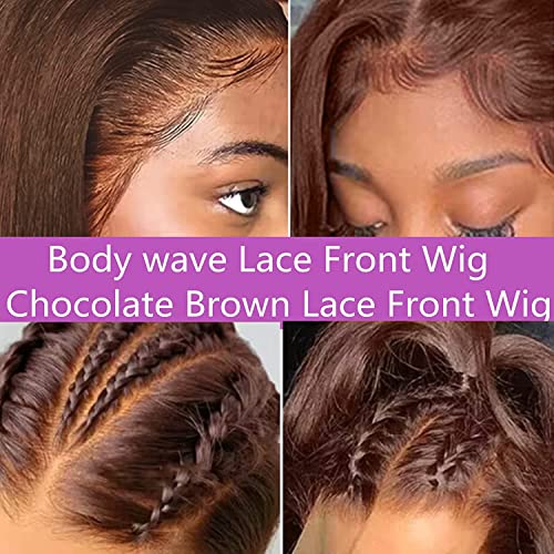MISSJAY Chocolate Brown Lace Front Wig 20 Inch 13x6 Hd Lace Front Wigs Human Hair Body Wave Lace Front Wigs Human Hair 180 Density Human Hair Wigs
