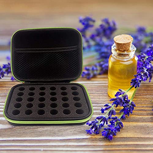 DHXYZZB Essential Oils Carrying Case Holds 30 Grids for 1-3ML Roller Bottles Storage peptide vial case for fridge Organizer Bag Hard Shell for Home, Travel, and Presentations(Black)