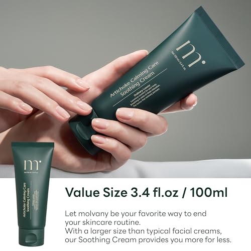 molvany Artichoke Calming Care Soothing Cream - Daily Facial Hydrating Moisturizer & Body Cream - Korean Skincare for Dehydrated & Sensitive Skin - 3.4 fl. oz