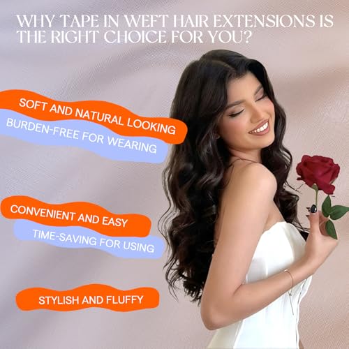 Full Shine Blonde Tape in Hair Extensions Human Hair Color 18 Ash Blonde And 613 Blonde Tape in Weft Hair Extensions Human Hair Invisible Skin Weft Tape ins 24Inch 50G One Piece Natural for Full Head