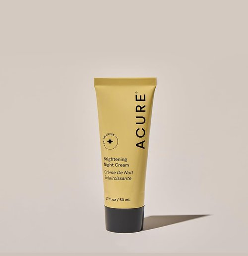 Acure Brightening Night Cream - Radiance Boosting Night Face Cream for Women & Men, Hydrating & Revitalizing Moisturizer for Uneven Skin Tone & Dullness w/Chlorella, Echinacea & Argan Oil - 1.7 fl oz