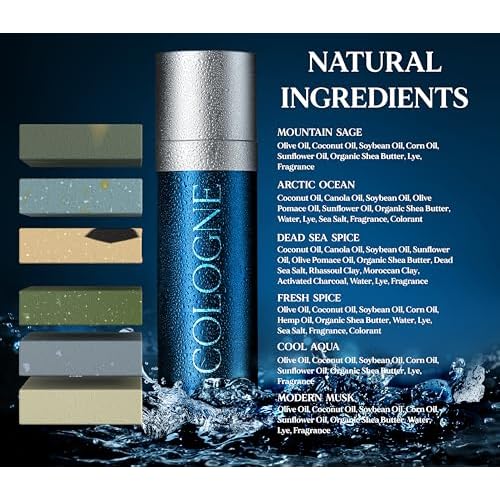 NATURAL AMERICAN Men¡¯s Bar Soap ? Mens Cologne Scents, 100% All Natural, Essential Oils, Organic Shea Butter, No Harmful Chemicals ? (6pk) Soap for a Man - USA Handmade ? 5 oz