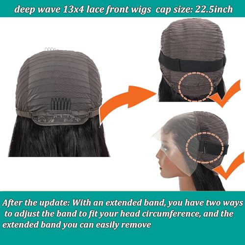 BeautyGrace 30 Inch Deep Wave Lace Front Wigs Human Hair 13x4 Deep Curly Wave Lace Frontal Wigs Human Hair Brazilian Virgin Human Hair Wigs for Fashion Women Natural Color(30Inch)