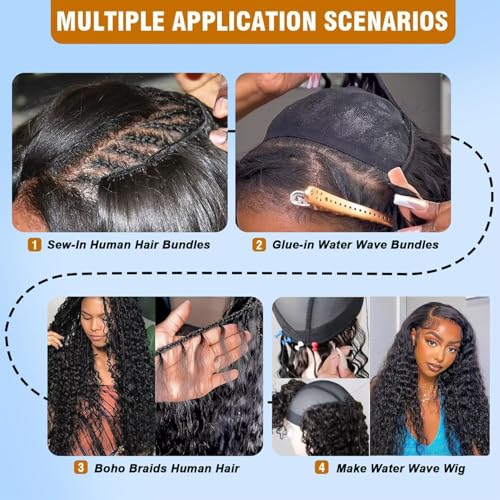 14 Inch Water Wave Bundles 12A Water Wave One Bundles Human Hair 100% Brazilian Unprocessed Remy Single Curly Wet And Wavy Bundles Human Hair Natural Color