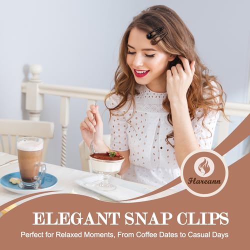 Neutral Shades Glossy Snap Hair Clips by FLAREANN ? 50 PCS 2 Inch Non-Slip Metal Hair Barrettes for Women in Beige, Black, Brown, Light Brown & Grey ? Minimalist Hair Accessories