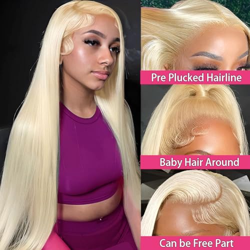 613 Lace Front Wig Human Hair Blonde Wig Human Hair For Women 200 Density HD Lace Front Wigs Human Hair Pre Plucked Straight Wigs Human Hair 13x4 Honey Blonde Wig Lace Frontal Wig 34 Inch
