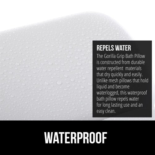 GORILLA GRIP Bath Pillow for Tub, Improved Suction Cups, Luxury Bathtub Pillows, Headrest for Neck and Back Support, Relaxing Home Spa, Hot Tubs and Bathroom Essentials, Gifts for Women, 3 Panel White