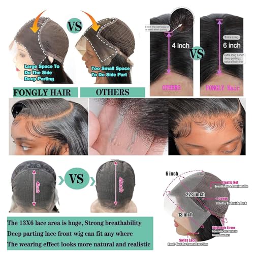 30 Inch Lace Front Wig Human Hair Pre Plucked 200% Density Body Wave 13x6 Lace Front Wigs Human Hair HD Frontal Glueless Wigs Human Hair with Baby Hair