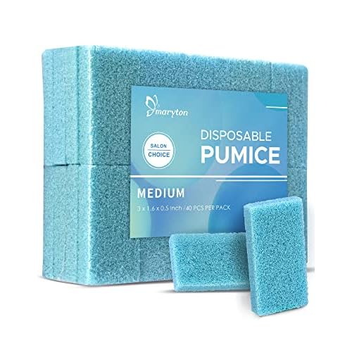 Maryton Disposable Foot Scrubber Pumice Pads, Pedicure Pumice Stone Dead Skin Callus Remover for Feet, 40Pcs (Blue Medium Coarse)