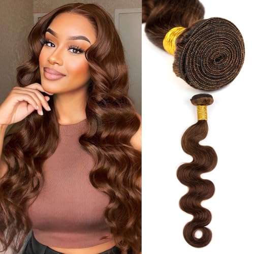 Human Hair Bundles Body Wave Light Brown, 16 Inch - 1 Bundle, Antousha Body Wave Bundles Human Hair 12A Brazilian Virgin Wavy Hair Bundles for Women
