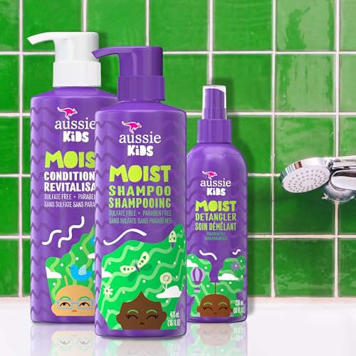 Aussie Kids Hair Care Bundle Set Including: Shampoo (16 Fl Oz), Conditioner (16 Fl Oz) & Detangler Spray (8 Fl Oz), Paraben- Freem Sulfate-Free, Dye-Free, Cruelty-Free, Tangle-Free Styling