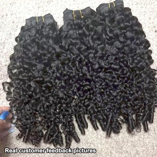 YMS 3C4A Burmese Curly Human Hair Bundles 18 Inch 16A Curly Bundles Human Hair Unprocessed Burmese Raw Hair Extension Real Human Hair Natural Color Spiral Curly End Real Hair Weft Extensions