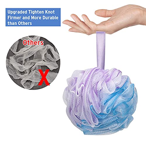 Bath Shower Loofah Sponge 60g Bath Mesh Pouf Shower Ball Body Scrubber Exfoliating Bath Sponge for Women and Men, Set of 4, Flower
