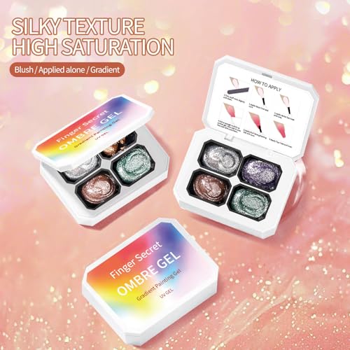 Finger Secret 4 Colors Set Ombre Pat Gel Nail Polish,Patting GelS Polish with 20Pcs Nail Sponges for 3d Gel Nail Art can be Painted in Salon or Home Use (k1)