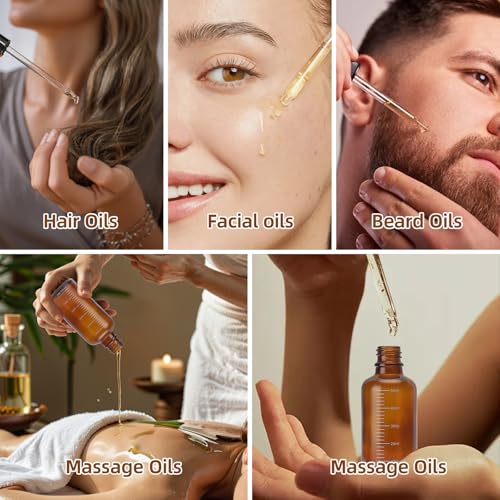 Tincture Bottles with Dropper 50ml+ Glass Dropper Bottle,80 Pack Amber Glass Bottles for Essential Oils/Lab Tinctures/Medicine Perfumes and Travel