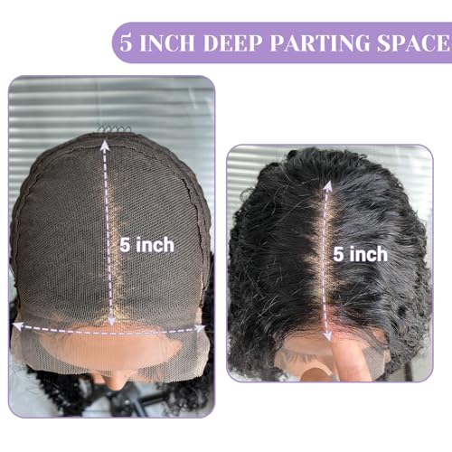 Kinky Curly Wig Human Hair 250 Density 5X5 Transparent HD Lace Closure 100% Real Kinkycurly Human Hair Wig For Women 20 inch