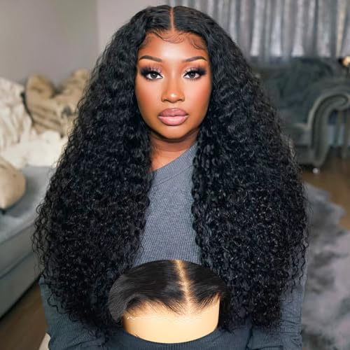 26 Inch Wear and Go Glueless Wigs Human Hair Pre Plucked Pre Cut Deep Wave 7x5 HD Lace Front Wigs Human Hair for Women 200% Density Lace Closure Wig Wet and Wavy No Glue Ready to Wear