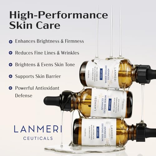 Lanmeri Ceuticals 15% Vitamin C + E + Ferulic Serum: Vitamin C Serum for Face with Vitamin E, Ferulic Acid ? Brightening, Anti-Aging, Anti-Wrinkle & Hydration ? for Dark Spots & Uneven Skin (1 fl oz)