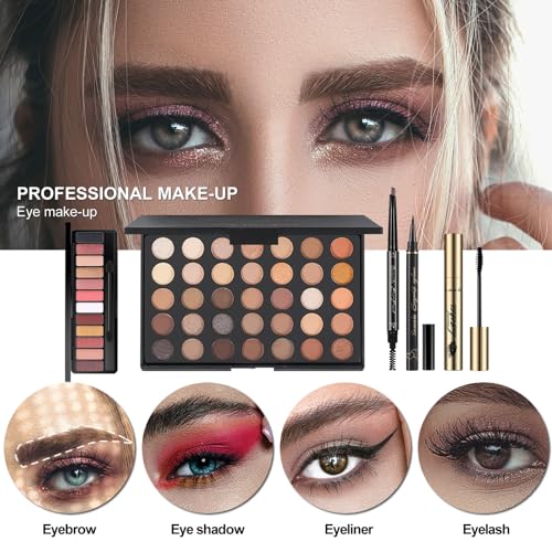 MISS ROSE M All In One Makeup Kit, Makeup Kit for Women Full Kit,Multipurpose Women's Cosmetics Set,Beginners and Professionals Alike,Easy to Carry(DLS-Pink)