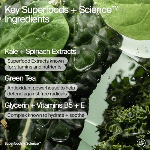 Youth To The People Superfood Facial Cleanser - Kale + Green Tea Daily Face Wash, Gentle Makeup Remover, with Soothing Antioxidants for Glowing Skin, pH Balance, Refillable