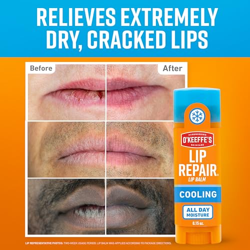 O'Keeffe's Lip Repair Lip Balm With Cooling Relief for Dry, Cracked Lips - Stick (Twin Pack) - Moisturizer for Extremely Cracked, Dry Lips
