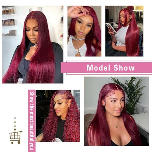 99j Straight Bundles with Closure Human Hair 12A Brazilian Raw Remy Human Hair Bundles and 4x4 HD Lace Closure Free Part Win Red Human Hair Bundles with Closure 20 22 24+20 Inch