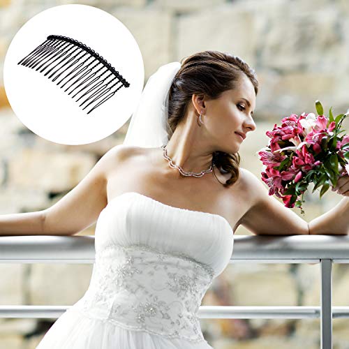 Hicarer 5 Pcs Black Metal Wire Hair Combs, 20 Teeth Wire Twist Bridal Wedding Veil Combs