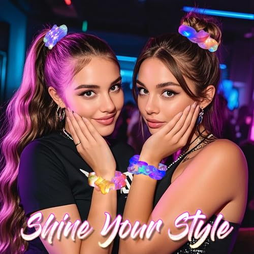 6 Pcs LED Scrunchies for Women, Colorful Mermaid Scrunchy, Light Up Scrunchies for Girls, 3 Light Modes, Glow in the Dark Hair Accessories