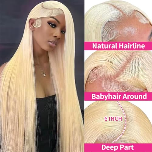 30 Inch 613 13x6 Lace Front Wig Human Hair 200 Density Blonde Wig Human Hair 613 HD Lace Frontal Wig 13x6 Blonde Straight Lace Front Wigs Human Hair Pre Plucked Glueless Wigs for Women