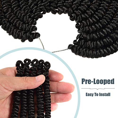 Niseyo Pre twisted Bob Spring Twist Hair 8 Inch 7 Packs Short Pre-looped Crochet Braid (1B, Natural Black)