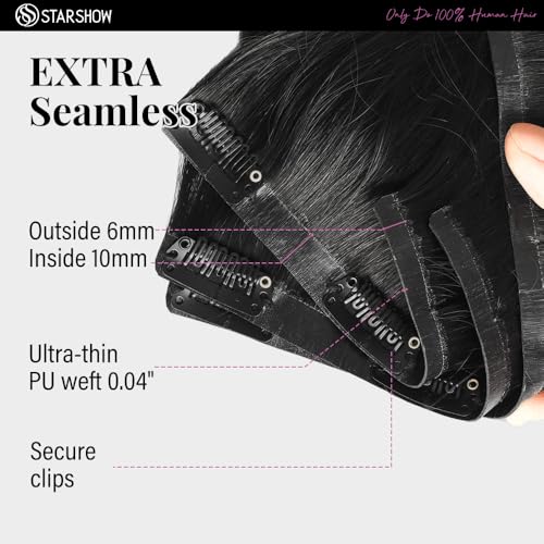 Silky Straight Seamless Clip in Hair Extensions Remy Human Hair Extensions 2Pack 200g 14pcs Silky Straight Clip Ins Hair Extensions Clip In Human Hair 18Inch Natural Black