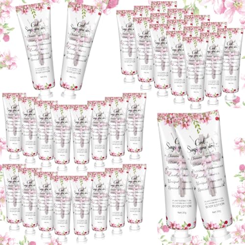 24 Pcs Christian Body Lotions Bulk Gifts for Women Breast Cancer Awareness Gifts Inspirational Bible Verse Lotion Mini Travel Christian Religious Hand Cream for Appreciation Women Teacher Mom