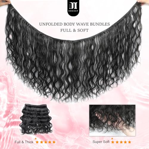 DMKEEP Body Wave Bundles Human Hair 40 Inch Single Bundle 100% Unprocessed 12A Brazilian Raw Virgin Hair Quick Weave Human Hair Extensions Natural Color