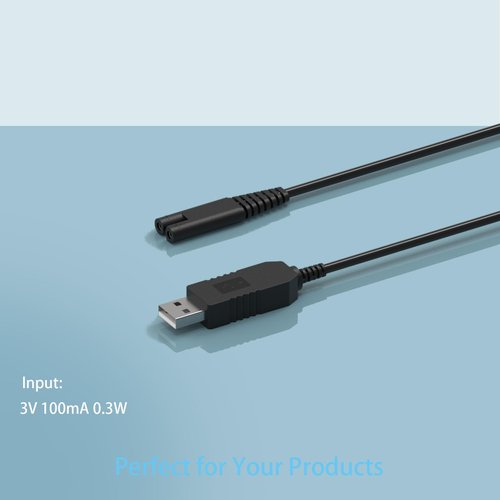 Cordless Water Flosser Charger Cable Replacement for Waterpik Water Flosser WP360 WP360W WP360C WP400 WP440 WP440C WP462 WP462W WP450 WP468 WF13 WP100 Series 3V USB Portable Charging Cable 5FT Black 1