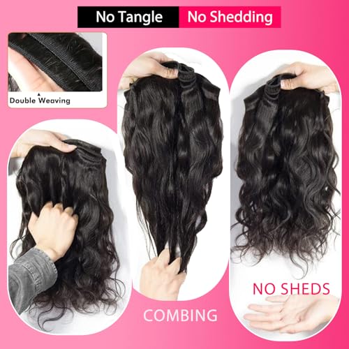 Body Wave Bundles Human Hair 22 24 26 Inch 3 Bundles 12A Brazilian Hair Bundles 100% Unprocessed Brazilian Body Wave Human Hair Bundles Natural Black Glossy Hair Bundles
