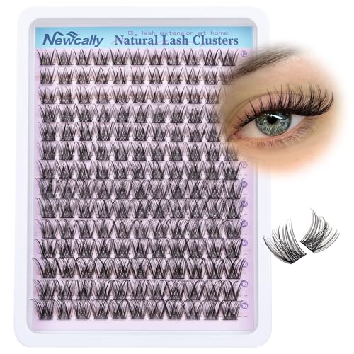 Cluster Lashes Wispy Natural Eyelash Clusters DIY Lash Extension C-curly Cluster Eyelash Extension 10-16MM Individual Lashes Thin Lash Band by Newcally
