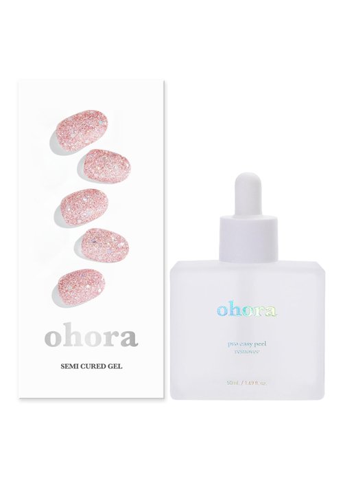 ohora Semi Cured Gel Nail Set of 2 (N Pixie Dust & Pro Easy Peel Remover) - Professional Salon-Quality Nail Care