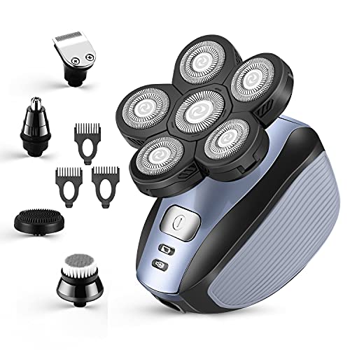 Head Shavers for Men - Upgraded Multifunctional Bald Head Shaver, Waterproof Electric Razor for Men Cordless Rechargeable Shaving Grooming Kit (Blue)