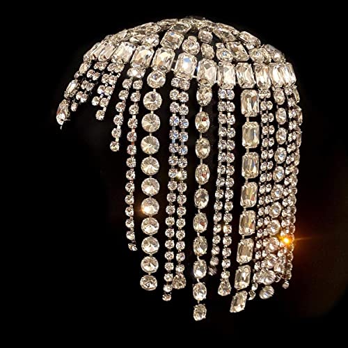 STONEFANS Vintage 1920s Rhinestone Headpiece Cap for Women Crystal Flapper Head Chain Hairpieces Gatsby Hair Accessories