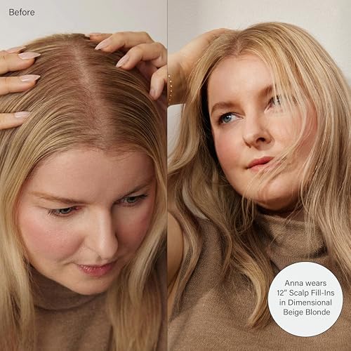 Luxy 100% Remy Human Hair ? Scalp Hair Fill-Ins - Clip-Ins for Scalp & Part Line Coverage - Natural Coverage for Thinning Areas, Lightweight Mesh Bands 30 grams 12" Bronde Balayage Scalp