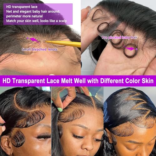 13x4 Lace Front Wigs Human Hair Body Wave Frontal Wig 180% Density Glueless Wigs Human Hair Pre Plucked Human Hair Wigs for Women Body Wave Lace Front Wigs 32 Inch